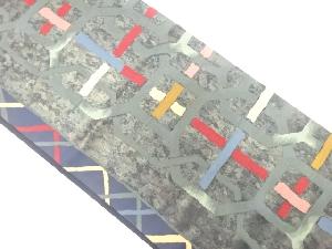 引箔抽象模様織出し袋帯